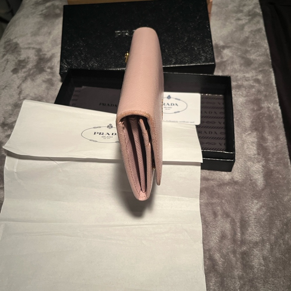 Prada Light Pink Saffiano Leather Continental Wallet with Gold Hardware - Picture 5 of 16